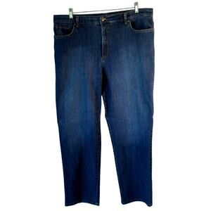 Gloria Vanderbilt Women's  Mid Rise Dark Wash Straight Leg Blue Jeans Size 18